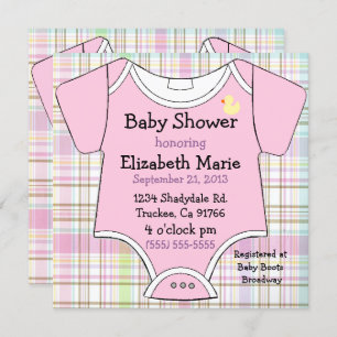 Convite Chá cor-de-rosa do equipamento do bebê