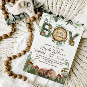 Convite Chá da Adventure Woodland Mushroom Fern Baby Boy