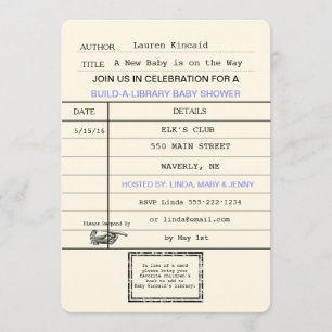 Convite Chá da Biblioteca de Vintagens do Bebê Neutro por 