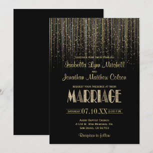 Convite Chá da chuva Dourada e Casamento Negro