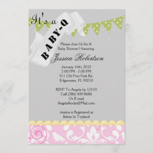 Convite Chá da grelha do bebê Q, bonito