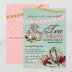 Convite Chá da Noiva Festa Chá Vintage Alice Louco Chapéle