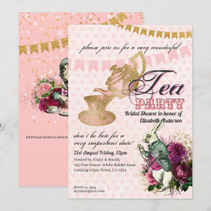 Convite Chá da Noiva Festa Vintage Alice do Chapeleiro Mal