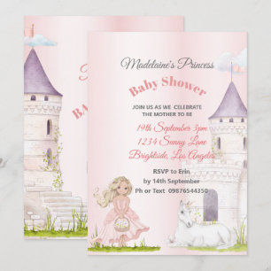 Convite Chá da Princesa Unicorn Pink Baby Girl