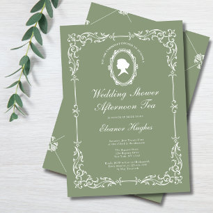 Convite Chá da Tarde Elegante Regência Casamento Chá de No
