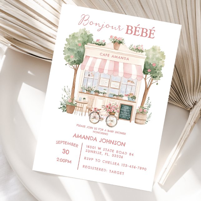 Convite Chá da Tarde no Café Parisiense para Chás de Bebê (Criador carregado)