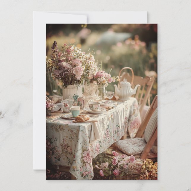 Convite Chá da Tarde & Pérolas dos Dedinhos | Garden Lace (Frente)