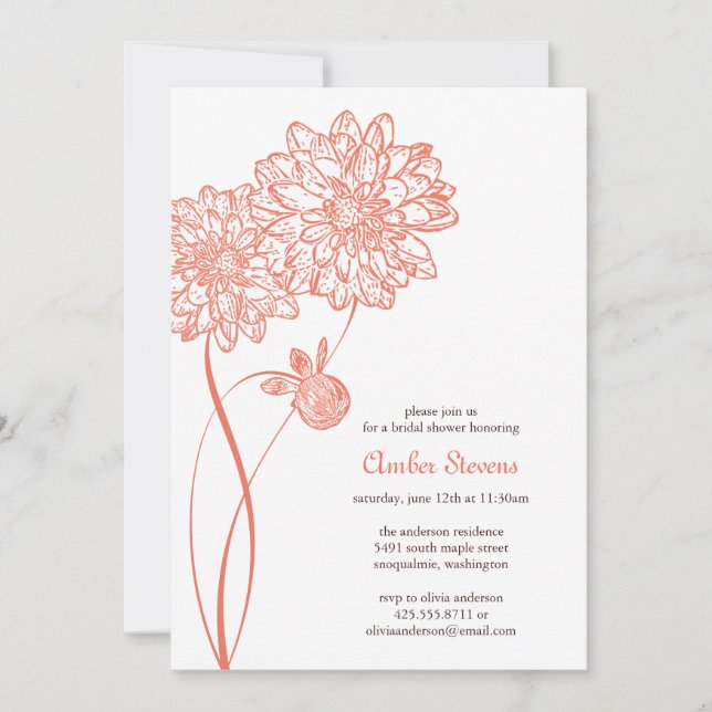 Convite Chá Dahlias/Convite de festas (Frente)