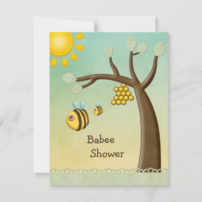 Convite Chá De Abelhas, Árvores E Bebês (Frente)