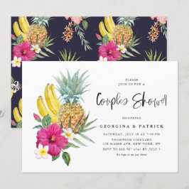 Convite Chá de ananás tropical e Casais de hibiscus