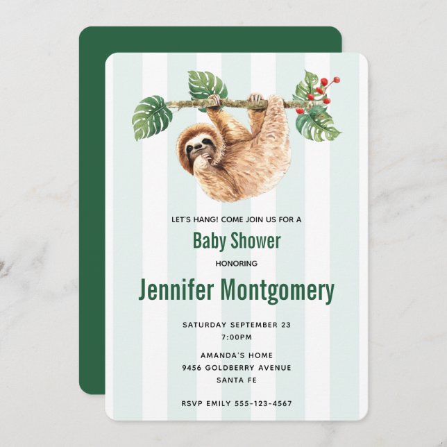 Convite Chá De Aquarela Cuta Prendendo-Se Para Baixo (Frente/Verso)