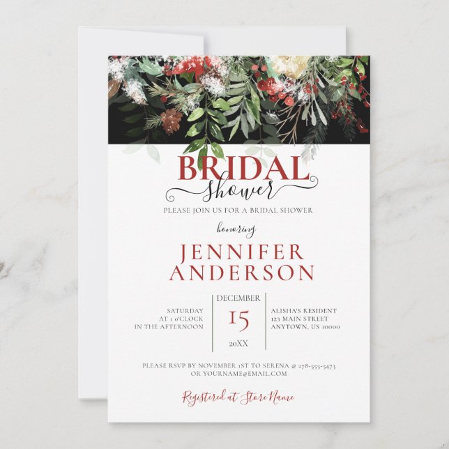 Convite Chá de arranjo Floral de Aquarelas de Feriado de I (Frente)