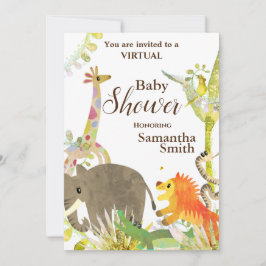 Convite Chá de Arte Tropical de Animais da Selva Coriosos