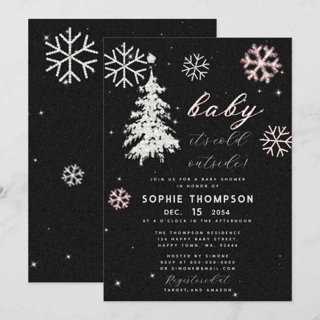 Convite Chá De Árvore De Rinopeta Fria De Bebê (Frente/Verso)