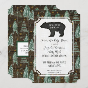 Convite Chá de Bear Rústico Madeira Florestal Floresta