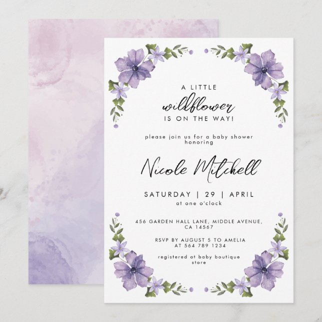 Convite Chá de Bebê A Pequena Florzinha Está a Caminho (Frente/Verso)