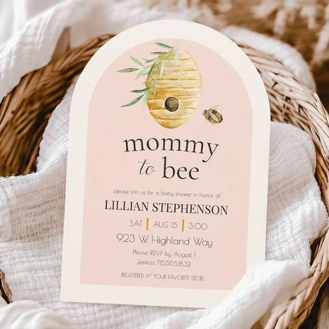 Convite Chá de Bebê Abelha Rosa Mommy To Bee (Criador carregado)