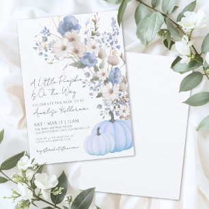 Convite Chá de Bebê Abóbora Azul Flor Silvestre