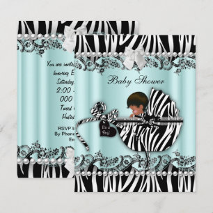 Convite Chá de Bebê Afro-Americano Menino ou Menina Zebra