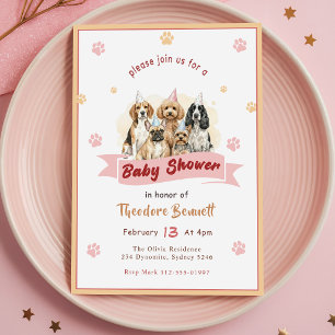 Convite Chá de Bebê Amante de Cachorrinho Elegante