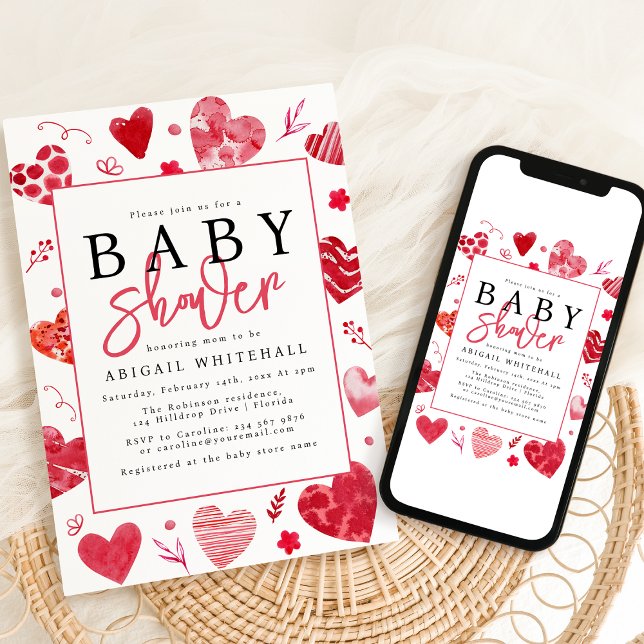 Convite Chá de Bebê Amor de Aquarela (Criador carregado)
