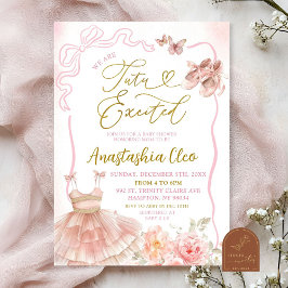 Convite Chá de Bebê Animado Tutu de Bailarina Floral Rosa