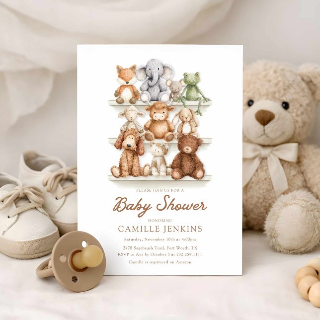 Convite Chá de Bebê Animais da Creche Neutros (Gender Neutral Storybook Baby Shower Invitation)