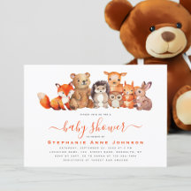 Chá de Bebê Animais da Floresta Adoráveis Aquarela
