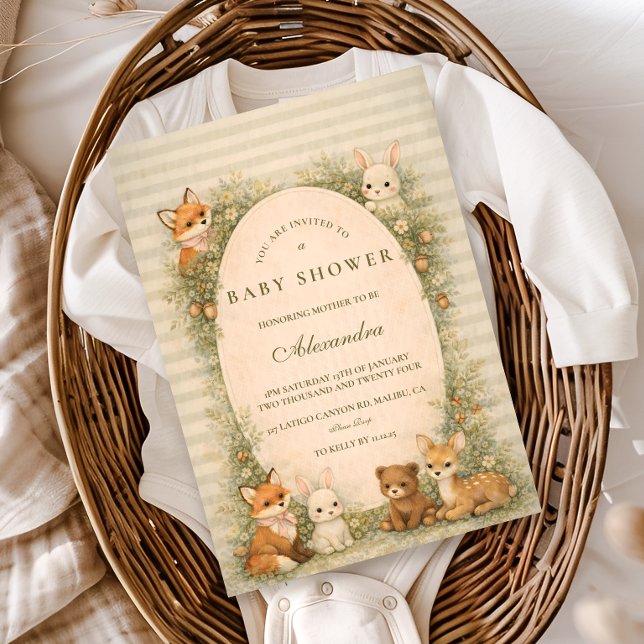 Convite Chá de Bebê Animais da Floresta de Contos de Fadas (Criador carregado)