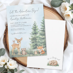 Convite Chá de Bebê Animais Floresta Aquarela