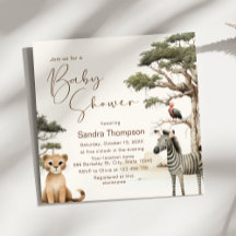 Chá de Bebê Animais Fofos Aquarela Vida Selvagem