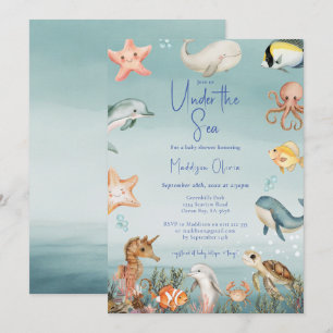 Convite Chá de Bebê Animais Marinhos Sob O Mar