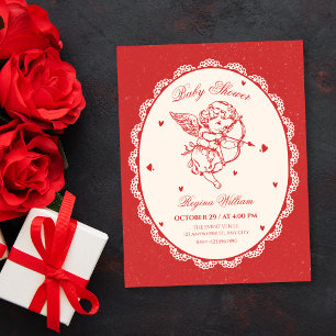Convite Chá de bebê anjo cupido vintage