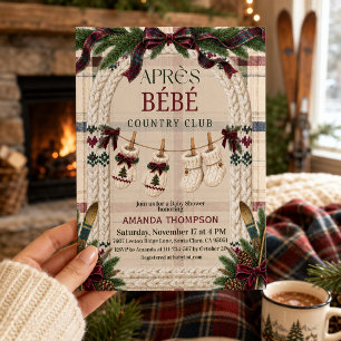 Convite Chá de Bebê Après Bébé Country Preppy Ski Lodge