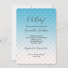 Convite Chá de Bebê Aqua Glam Dots Ombre