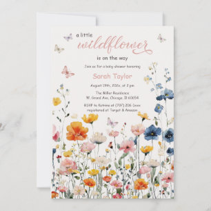 Convite Chá de Bebê Aquarela de Flores Silvestres Rústicas