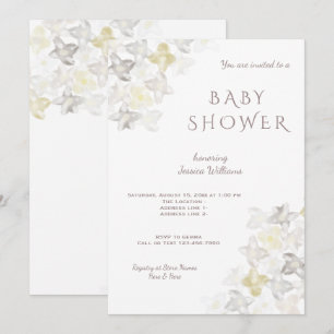 Convite Chá de Bebê Aquarela Floral Romântica