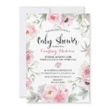 Chá de Bebê Aquarela Rosas Flores Rosa