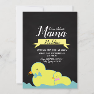 Convite Chá de Bebê Aquático Pato na Lousa Gênero Neutro