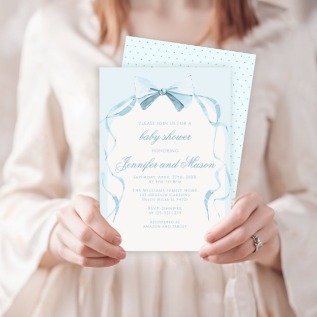 Convite Chá de bebê arco azul-claro (Criador carregado)