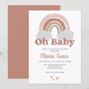 Convite Chá de Bebê Arco-Íris Boho