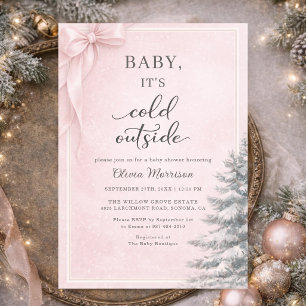 Convite Chá de Bebê Arco Rosa 'Baby It's Cold Outside'