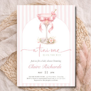 Convite Chá de Bebê Arqueado Pink Tini One Is On The Way