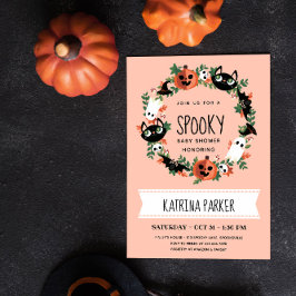 Convite Chá de Bebê Assustador de Halloween Menina Bebê
