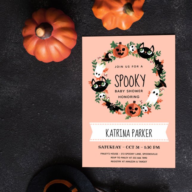 Convite Chá de Bebê Assustador de Halloween Menina Bebê  (Criador carregado)
