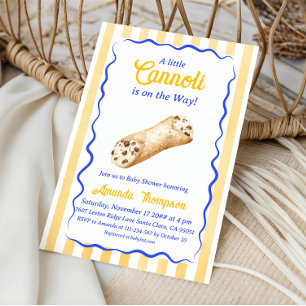 Convite Chá de Bebê Azul Amarelo Pequeno Cannoli Italiano