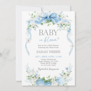 Convite Chá de Bebê Azul Baby in Bloom
