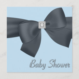 Convite Chá de Bebê Azul e Preto Elegante