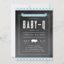 Chá de Bebê Azul Gingham Baby BBQ