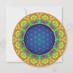 Convite Chá de Bebê Azul Real Dourado Geometria Sagrada